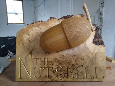 Pub sign carving